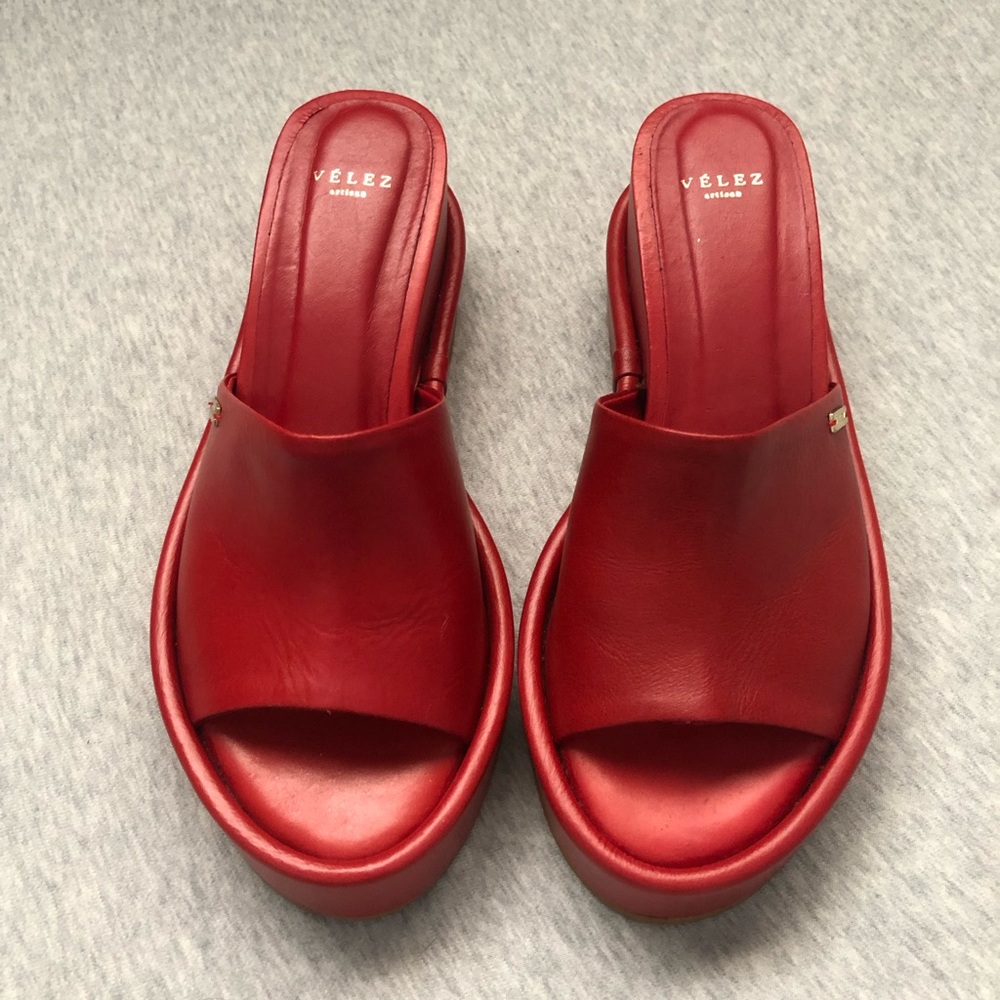 VELEZ Artisan Platform Sandals Red Size: EUR 37 = US 6.5